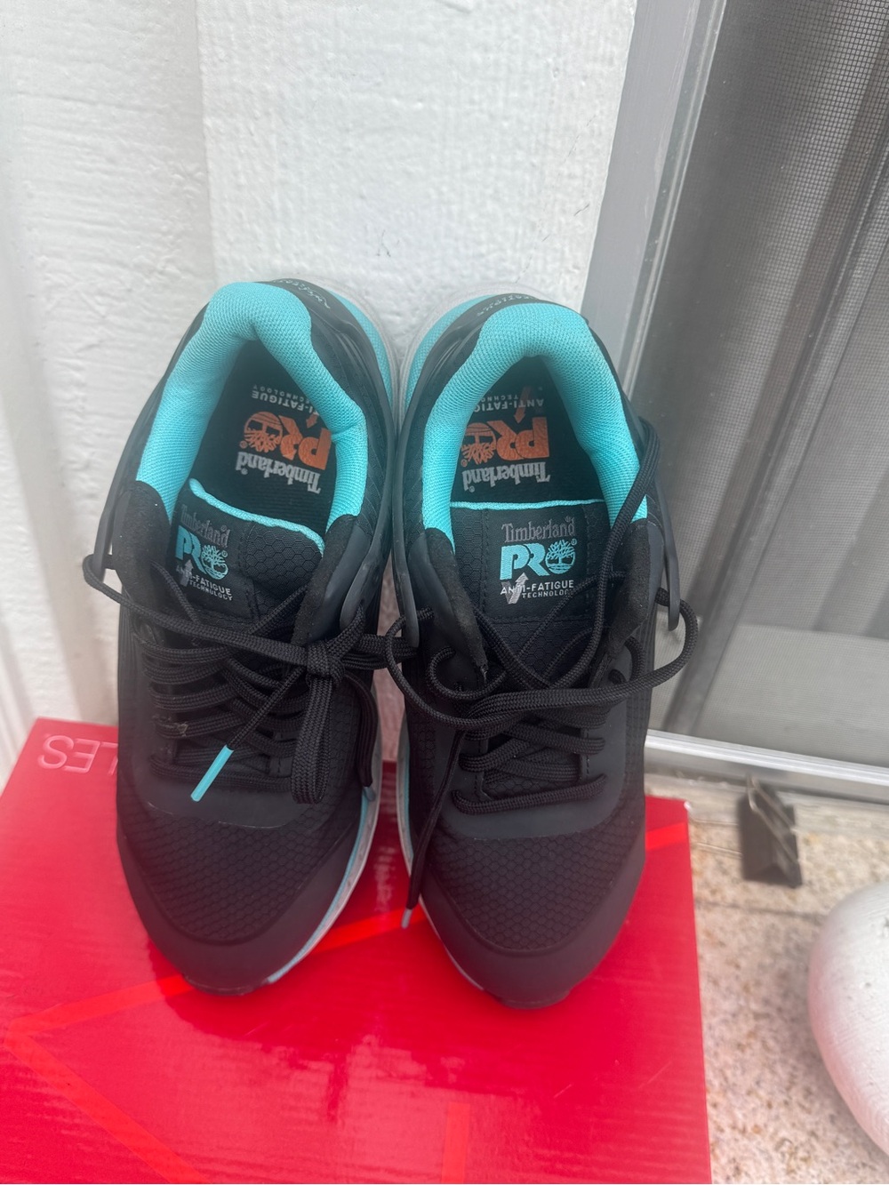 Timberland PRO Black Shoes with Teal Lining